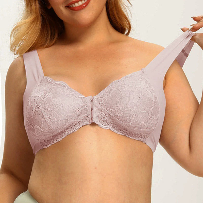 Plus Size Front Closure Lace Wireless Bras