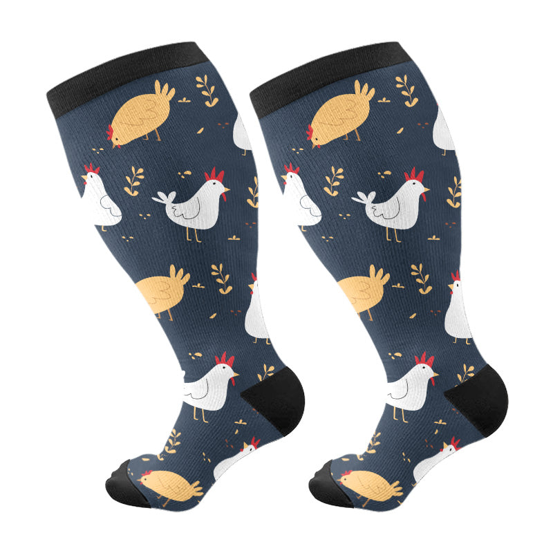 Plus Size Farm Animals Compression Socks(3 Pairs)