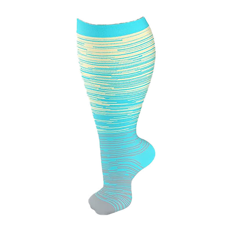 2XL-7XL Plus Size Bright Stripe Compression Socks(3 Pairs)