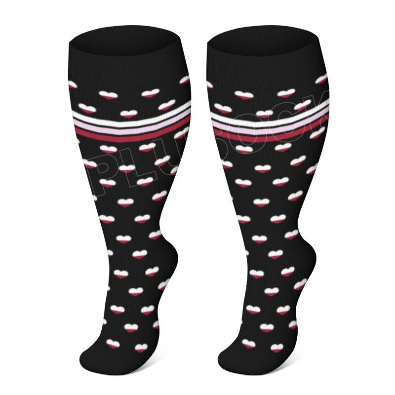 Plus Size Splicing Hearts Compression Socks(3 Pairs)