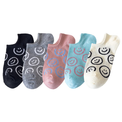 Plus Size Smiley Face No Show Socks(10 Pairs)