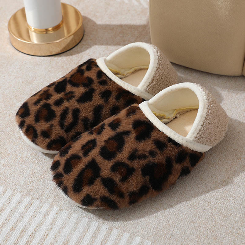 Plus Size Brown Leopard Print Slipper Socks