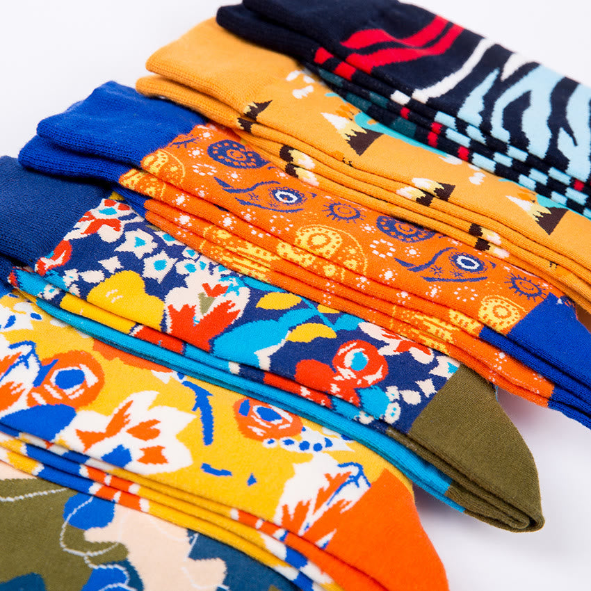 Plus Size Colorful Creative Style Quarter Socks(6 Pairs)
