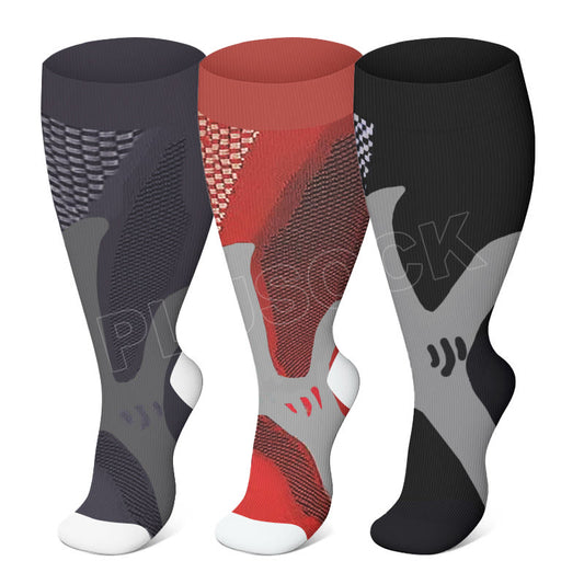 2XL-6XL Plus Size Sport Wine Compression Socks(3 Pairs)