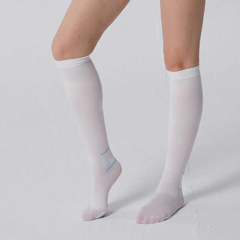 Plus Size White Open Toe Compression Socks