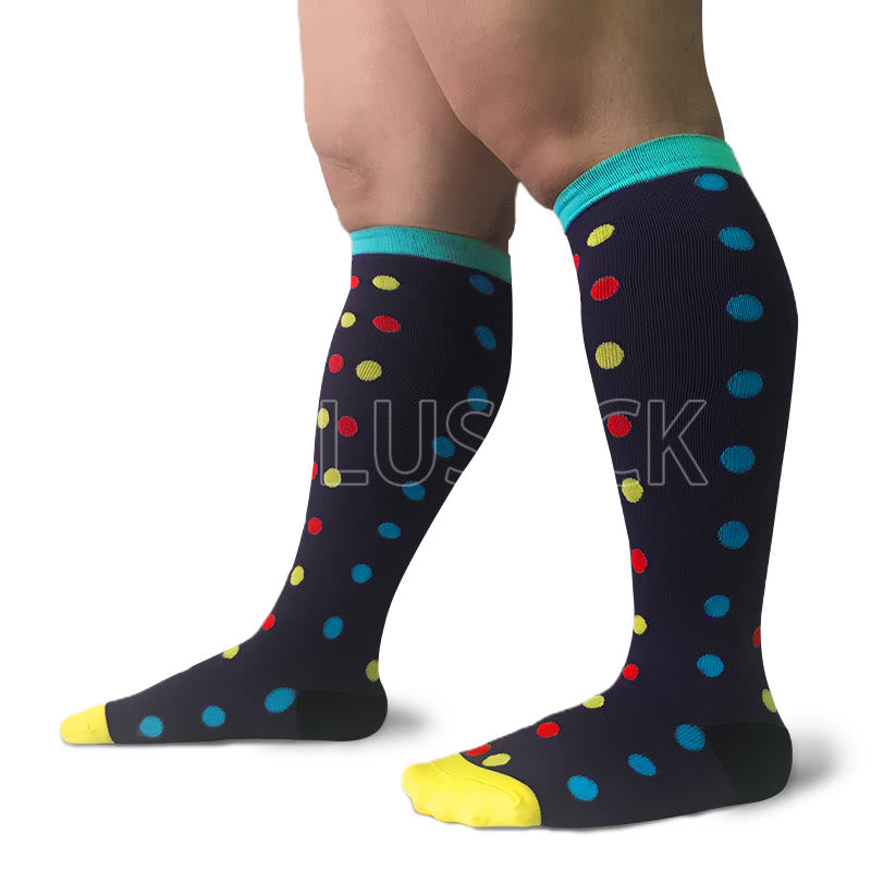 2XL-7XL Dot Pattern Plus Size Compression Socks(3 Pairs)