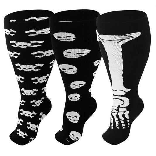 Plus Size Skull Knee High Compression Socks