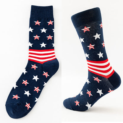 Plus Size USA Stars Stripes Crew Socks(6 Pairs)