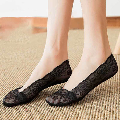 Plus Size Lace No Show Socks(5 Pairs)