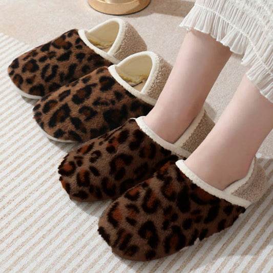 Plus Size Brown Leopard Print Slipper Socks