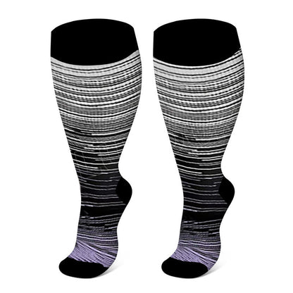2XL-7XL Colorful Cool Lines Plus Size Compression Socks(3 Pairs)