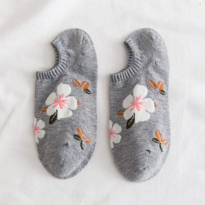 Plus Size Soft Flowers No Show Socks(10 Pairs)