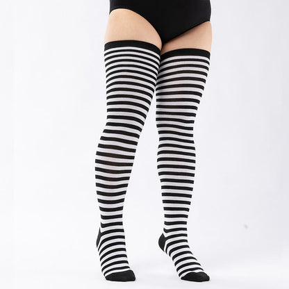 Plus Size Stripe Thigh High Knee Socks(2 Pairs)