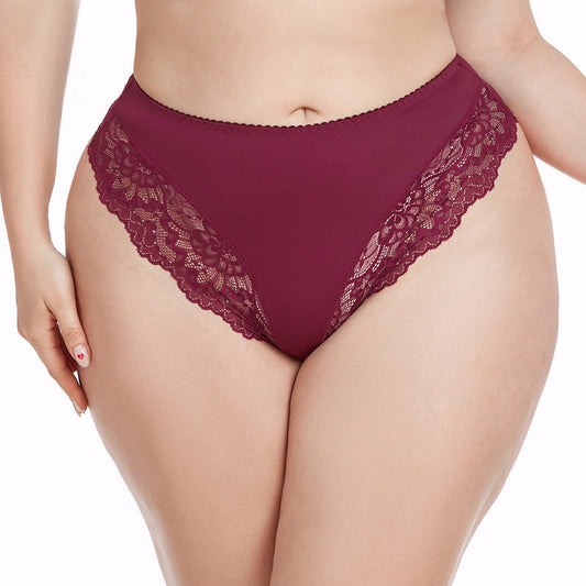 Plus Size Wine Lace Panty(2 Packs)