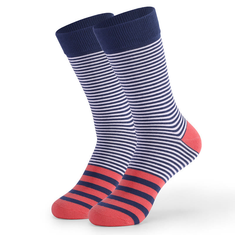 Vintage Colorful Striped Crew Socks(5 Pairs)