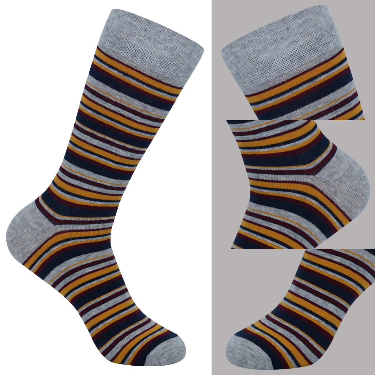 Plus Size Patchwork Pinstripes Crew Socks(5 Pairs)