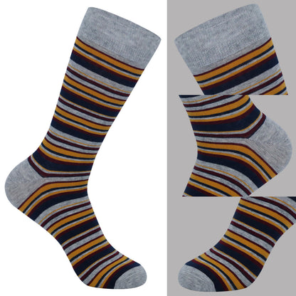 Plus Size Patchwork Pinstripes Crew Socks(5 Pairs)