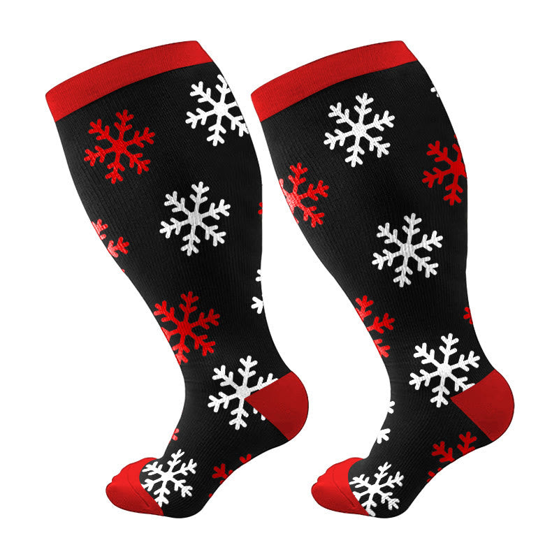Plus Size Christmas Snowflake Compression Socks – plusock