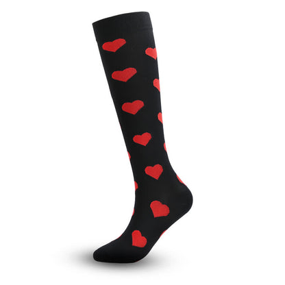 Red Heart&Lip Print Compression Socks(3 Pairs)