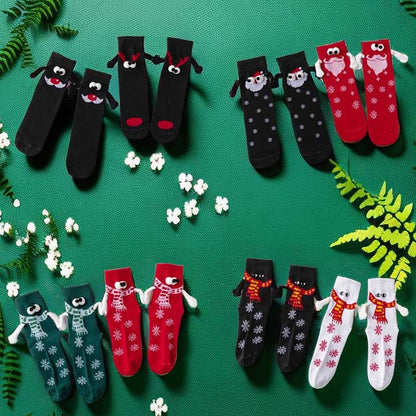 Plus Size Christmas Holding Hands Quarter Socks(4 Pairs)