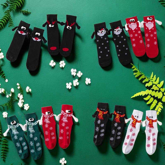 Plus Size Christmas Holding Hands Quarter Socks(4 Pairs)