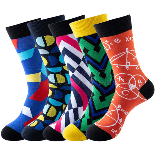 Plus Size Abstract Graphics Crew Socks(5 Pairs)