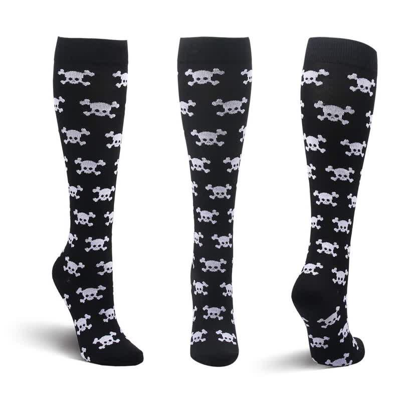 Plus Size Halloween Skeleton Compression Socks(3 Pairs)