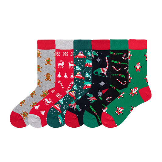 Plus Size Christmas Stretchy Novelty Crew Socks(6 Pairs)