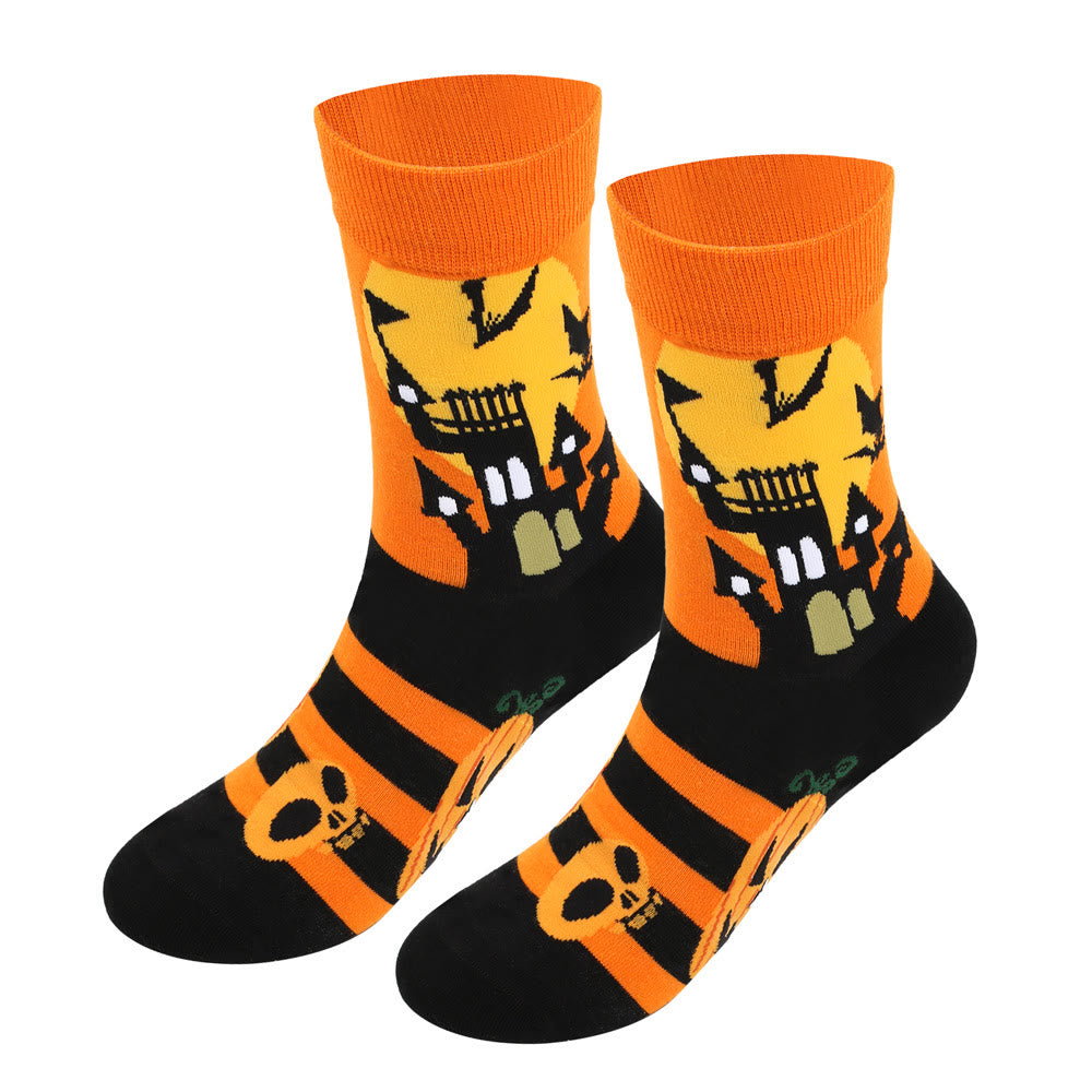 Plus Size Halloween Cute Printed Crew Socks(5 Pairs)