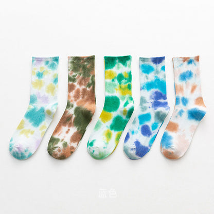 Plus Size Color Tie Dye Quarter Socks(5 Pairs)