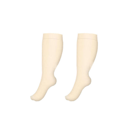 Plus Size Solid Color Compression Socks(3 Pairs)