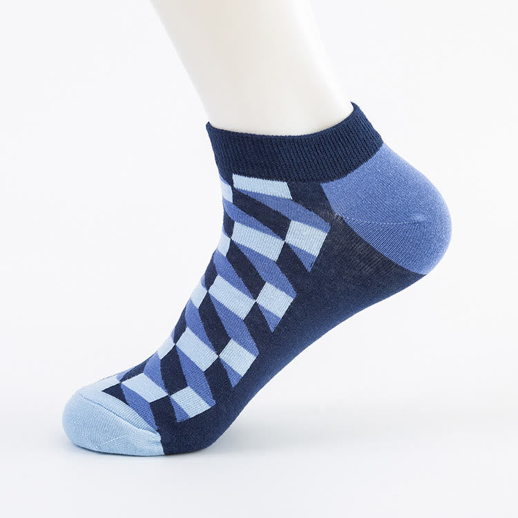 Plus Size Diamond Patterns Ankle Socks(5 Pairs)