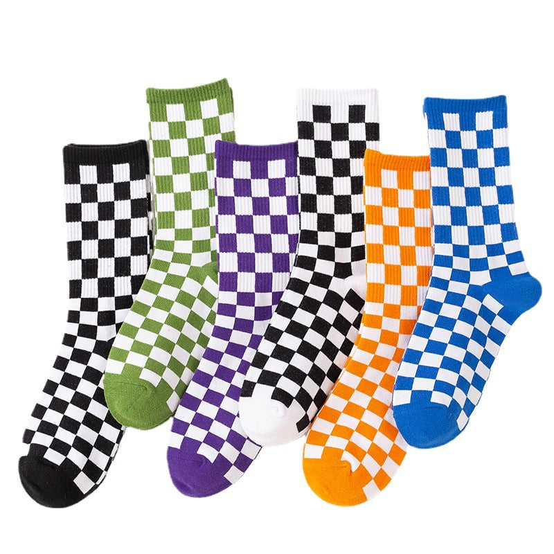 Plus Size Checkerboard Quarter Socks(6 Pairs)