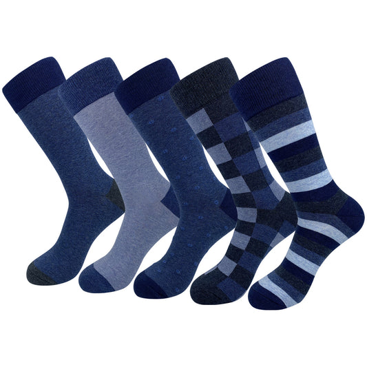 Plus Size Deep Blue Crew Socks(5 Pairs)