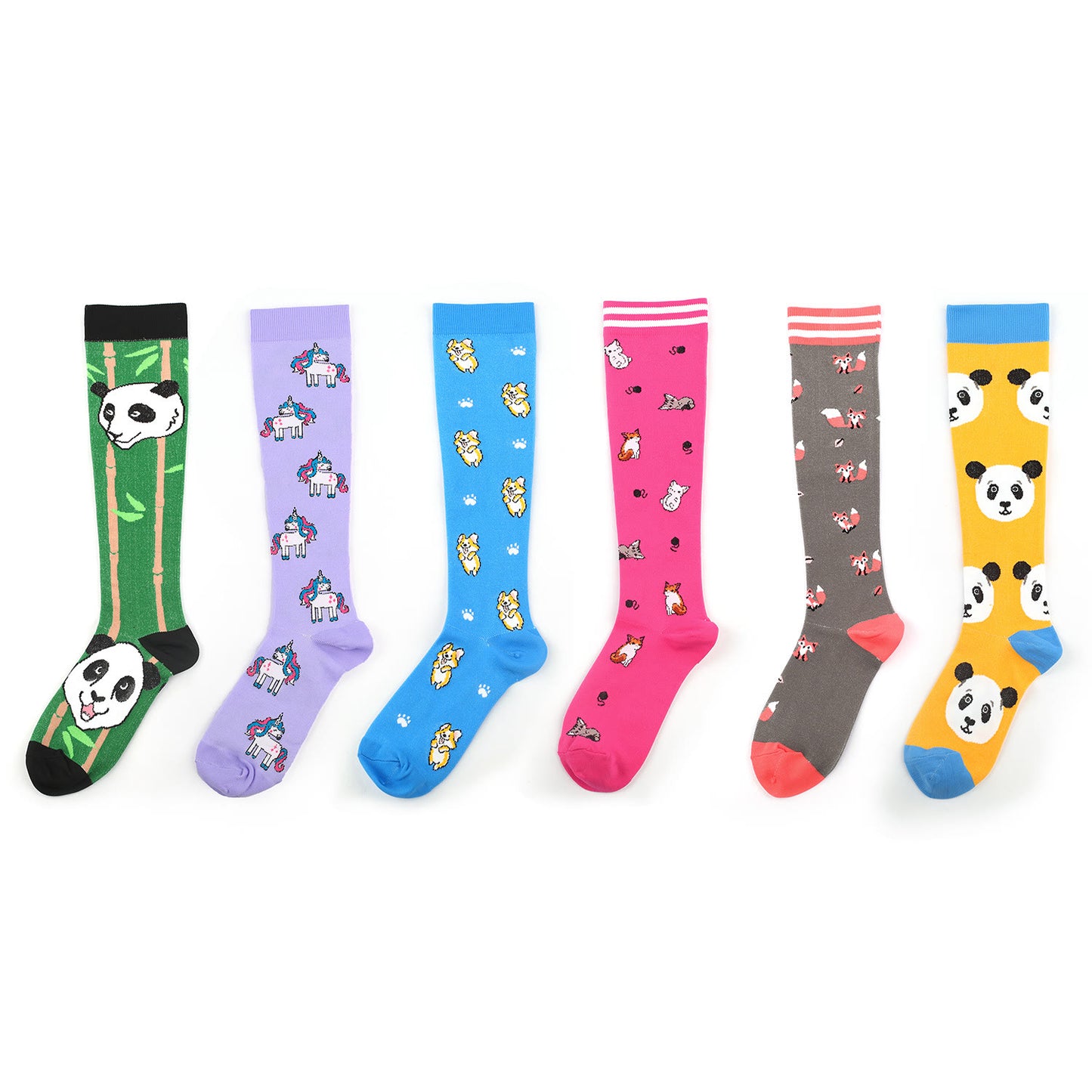 Cute Panda Pattern Compression Socks(6 Pairs)