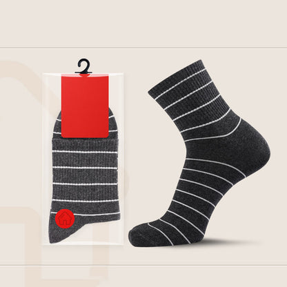 Plus Size Cotton Striped Quarter Socks(5 Pairs)