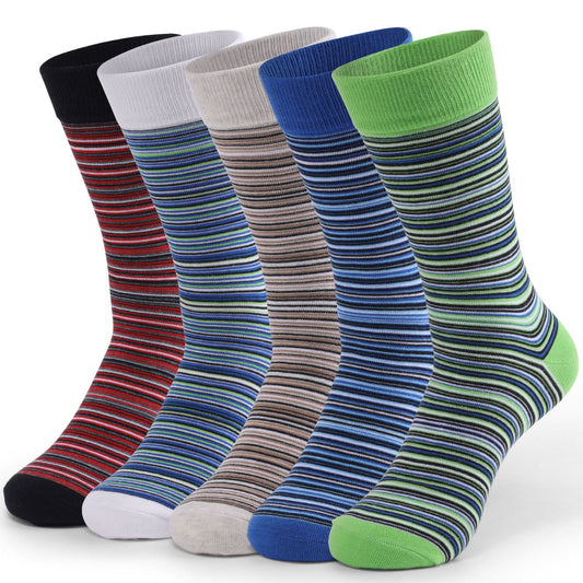 Plus Size Colorful Pinstripes Crew Socks(5 Pairs)