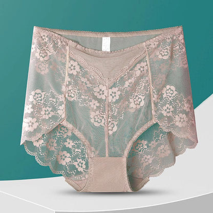 Plus Size High-Waisted Floral Panty(5 Pairs)