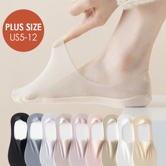 Plus Size Ice Silk No Show Socks(5 Pairs)