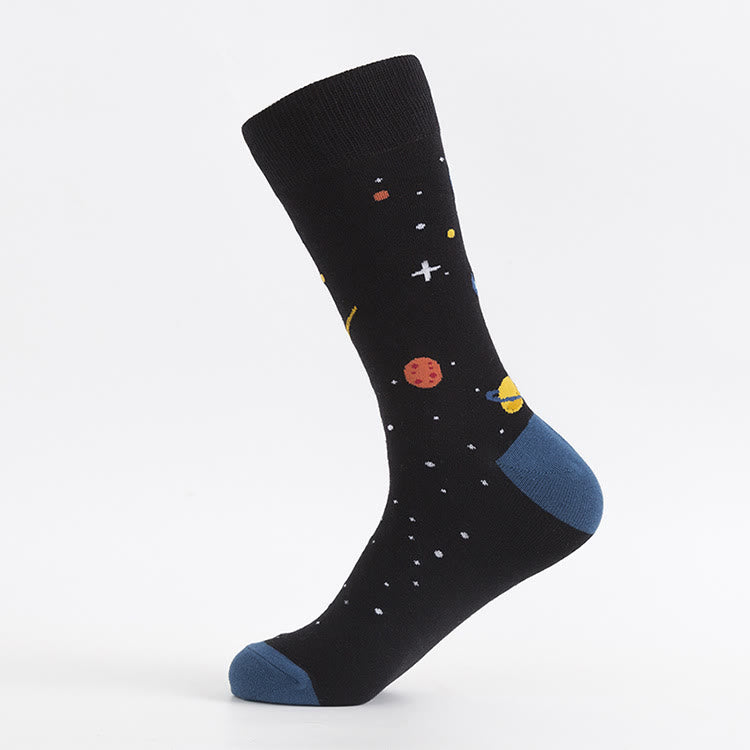 Plus Size Cosmic Planet Crew Socks(5 Pairs)