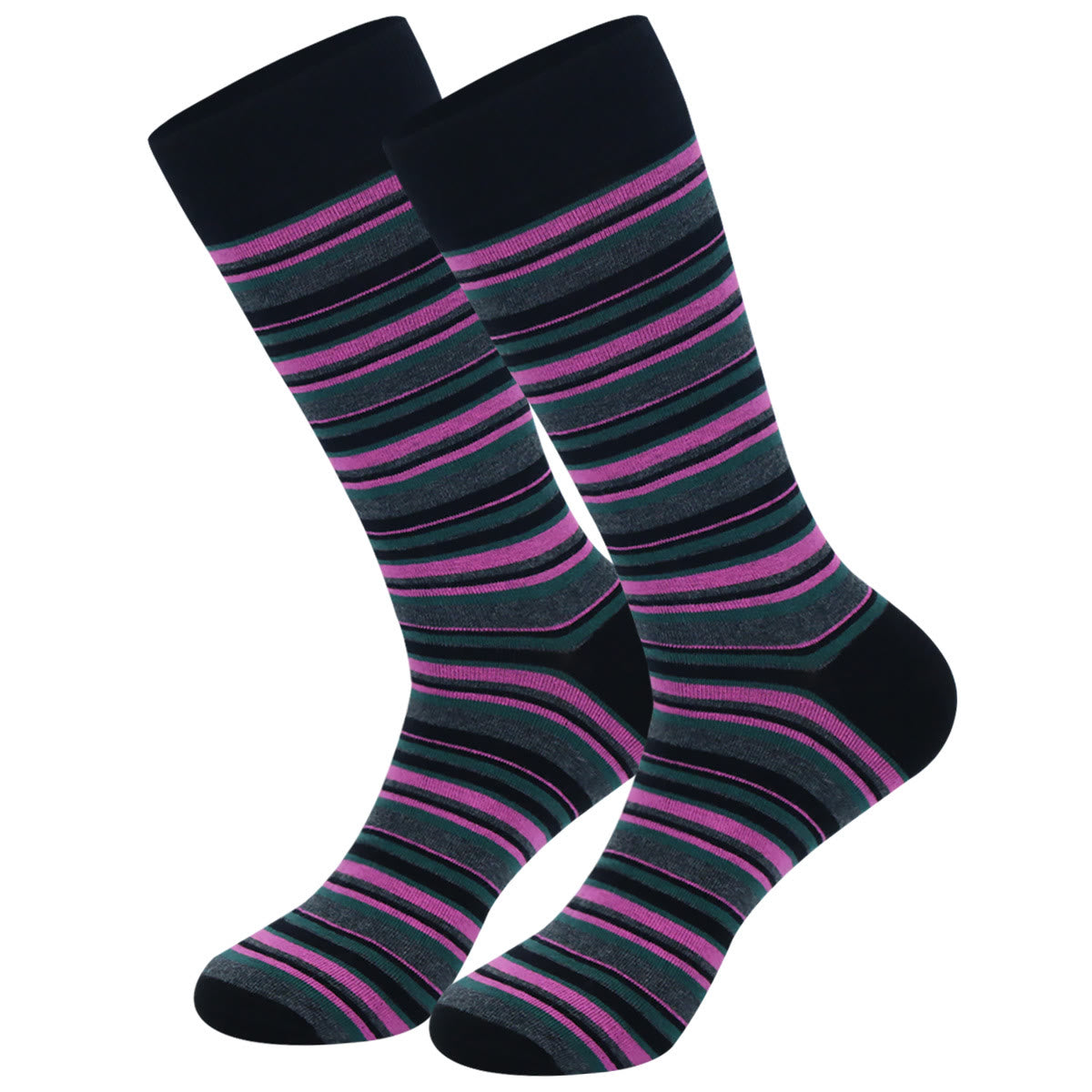 Plus Size Patchwork Pinstripes Crew Socks(5 Pairs)