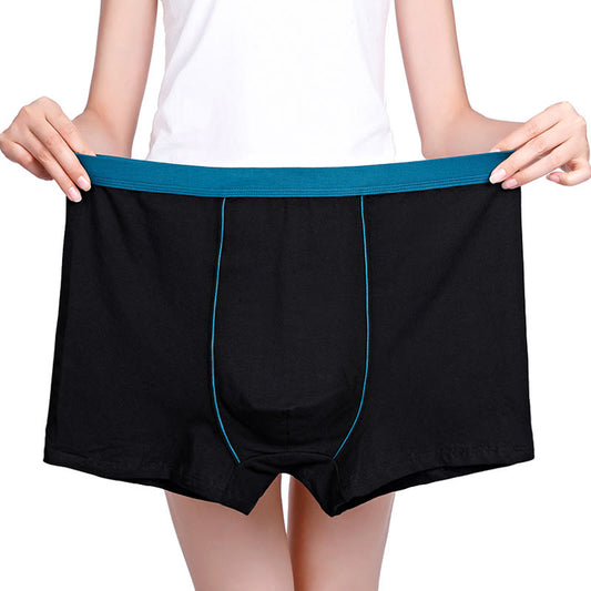 Plus Size Mid-Waisted Breathable Cotton Boxer Briefs(1 Pack)