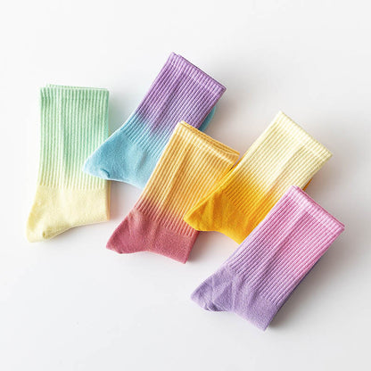 Plus Size Fashion Gradient Color Quarter Socks(5 Pairs)
