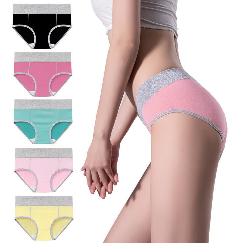 Plus Size High-Waisted Cotton Antibacterial Panty(5 Pairs)