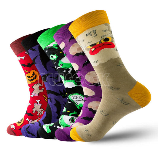 Novelty Halloween Holiday Cotton Crew Socks(5 Pairs)