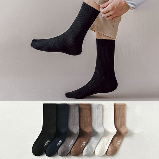 Plus Size Pure Cotton Mid Thigh  Socks(7 Pairs)