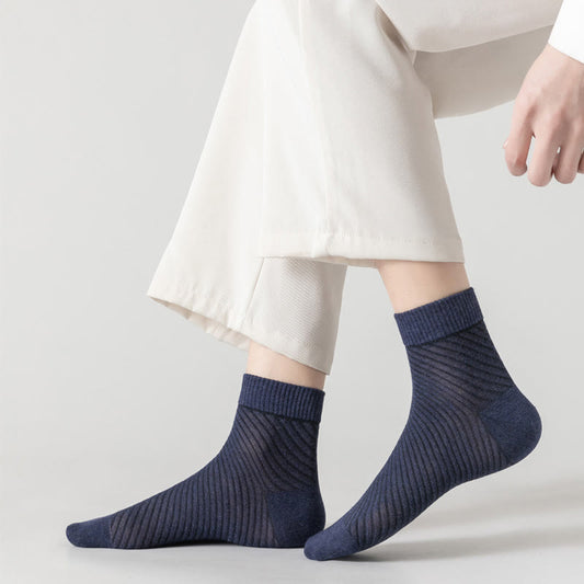 Plus Size Diagonal Stripes Quarter Socks(5 Pairs)