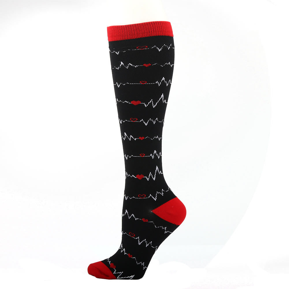 Gothic Skull Pattern Plus Size Compression Socks(3 Pairs)