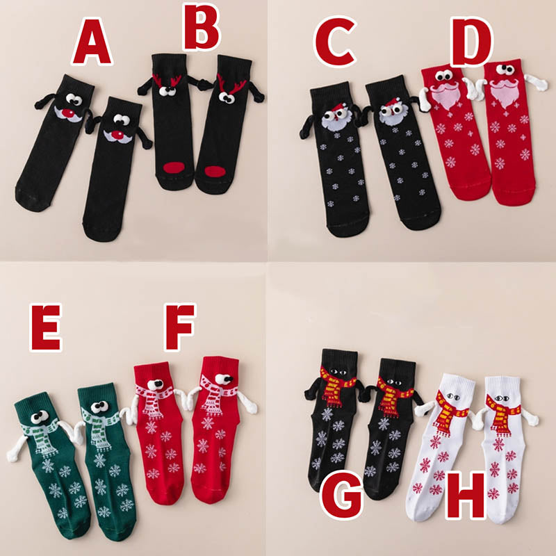 Plus Size Christmas Holding Hands Quarter Socks(4 Pairs)