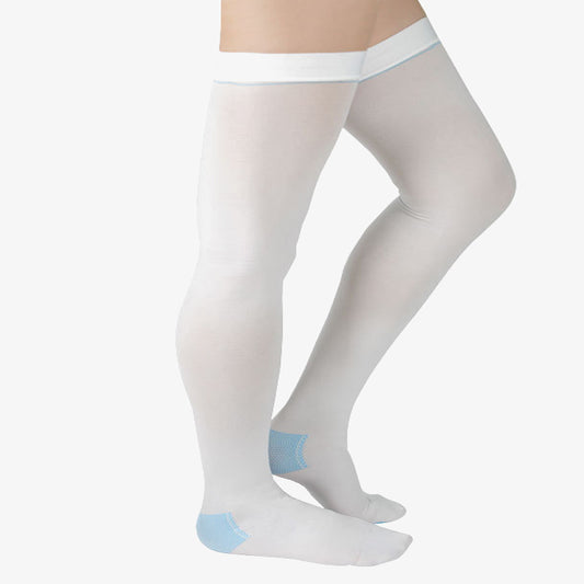 Plus Size White Thigh High Compression Socks